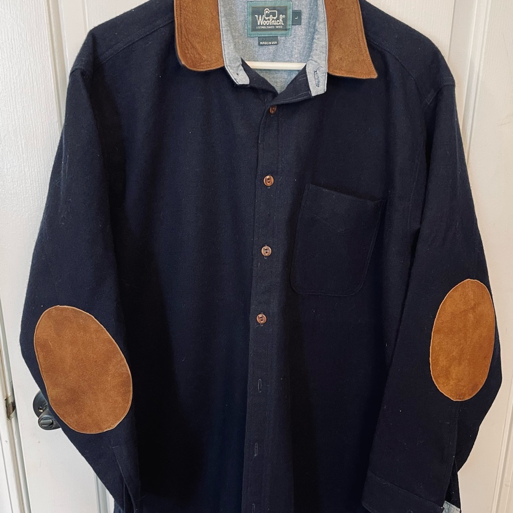 Wool Shirt with suede elbow patches